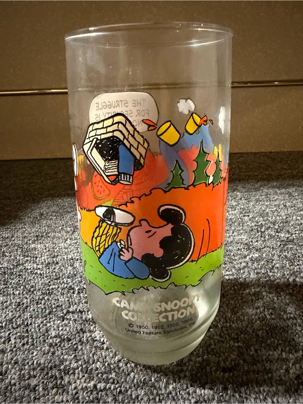 McDonalds PEANUTS Woodstock & Lucy Camp Snoopy Collection Cartoon Glass